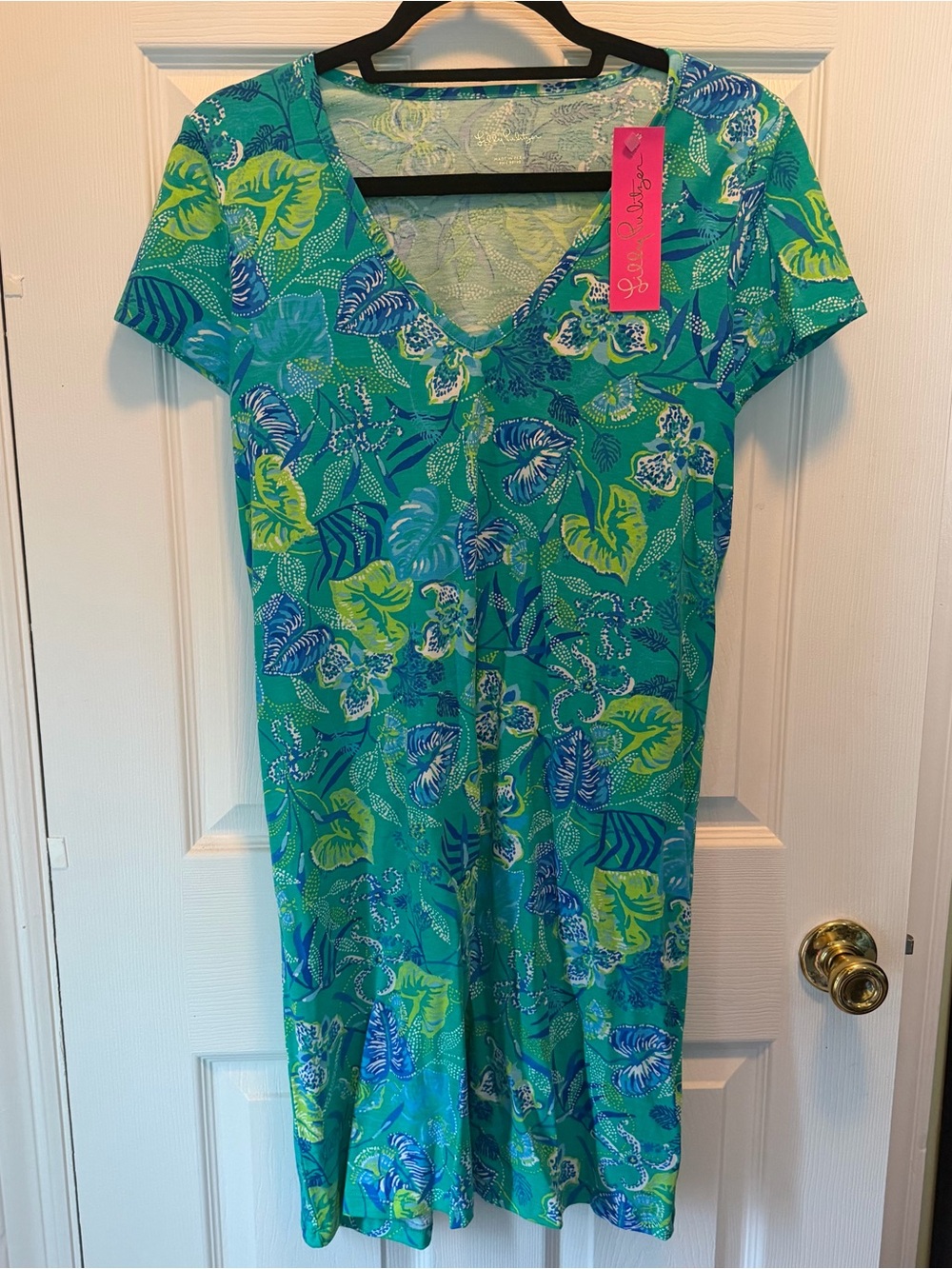 NWT Lilly Pulitzer Etta short sleeve dress  botanical green in a flutter